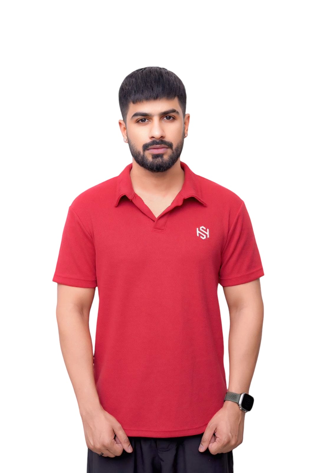 Red Knitted polo T SHIRT