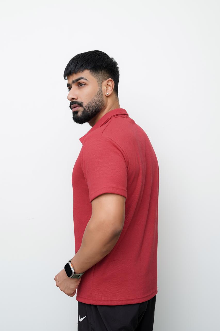 Red Knitted polo T SHIRT