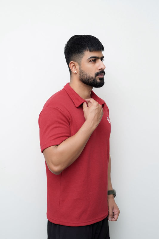 Red Knitted polo T SHIRT