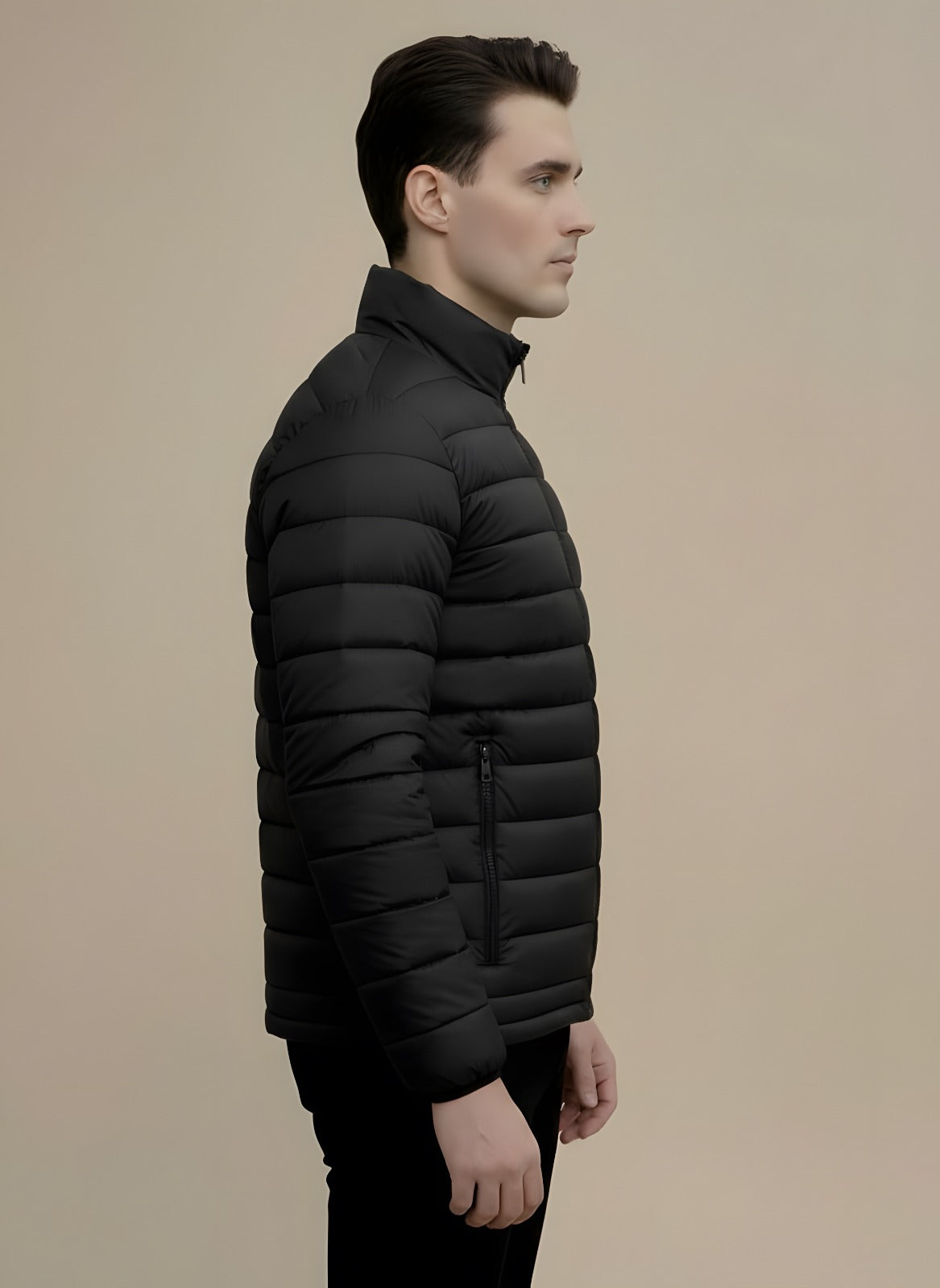 Full Sleeves Puffer Jacket Black