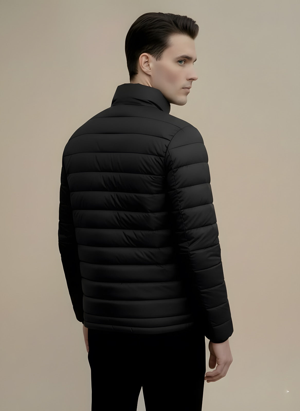 Full Sleeves Puffer Jacket Black