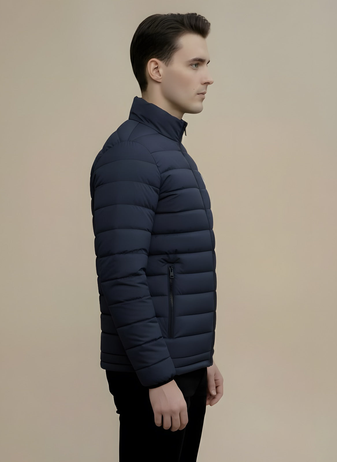 Full Sleeves Puffer Jacket Navy Blue