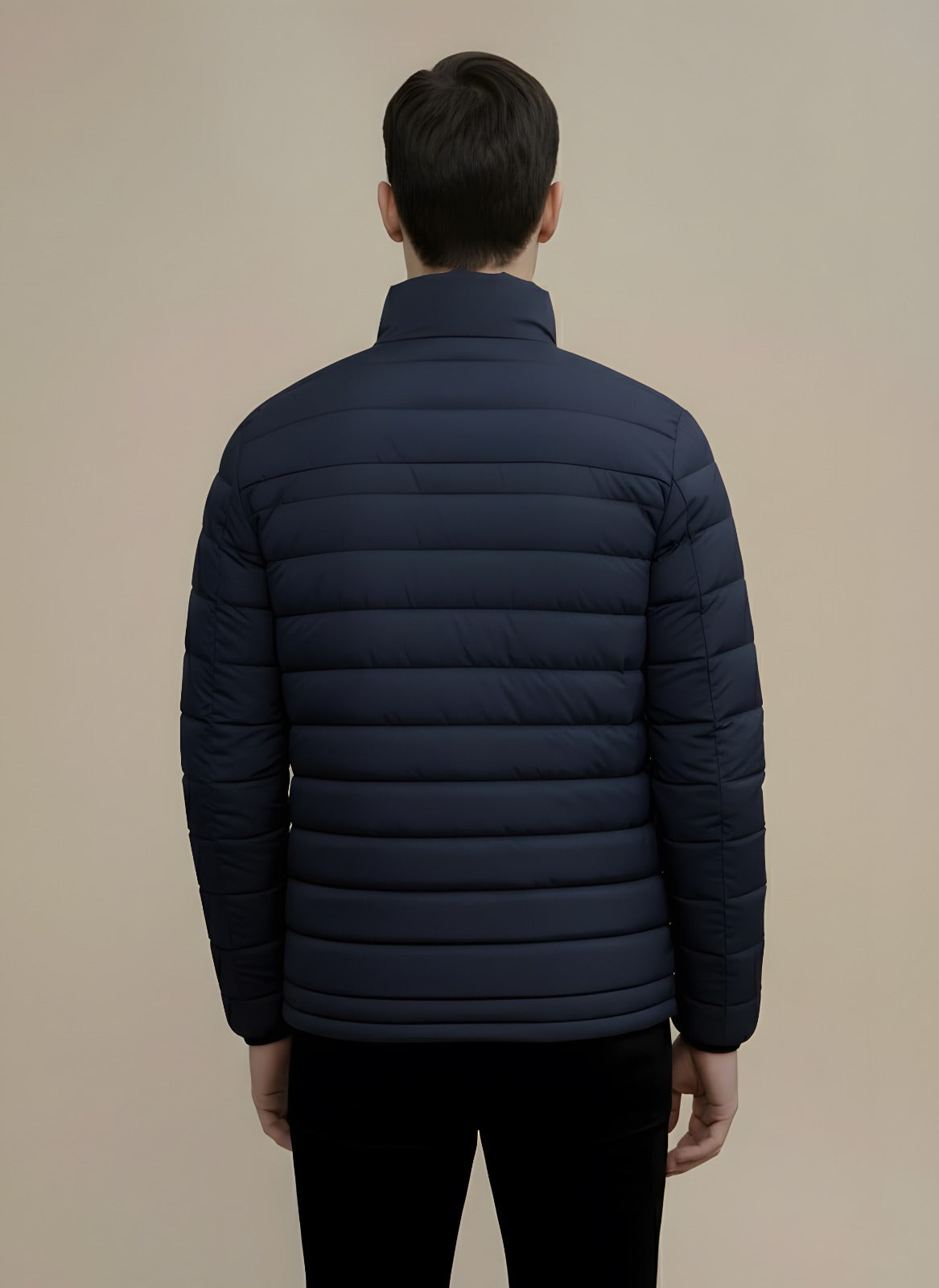 Full Sleeves Puffer Jacket Navy Blue