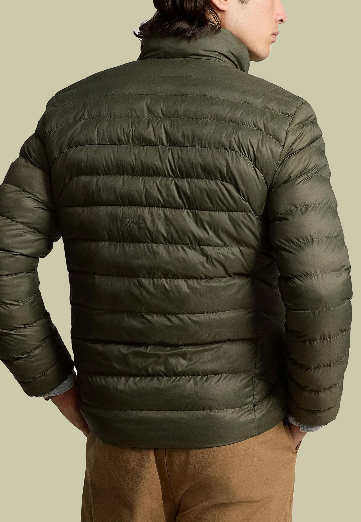 Full Sleeves Puffer Jacket Black Olive green