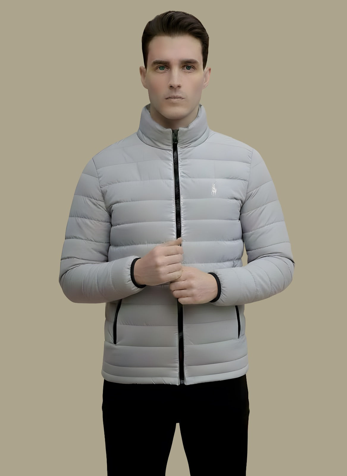 Full Sleeves Puffer Jacket Grey