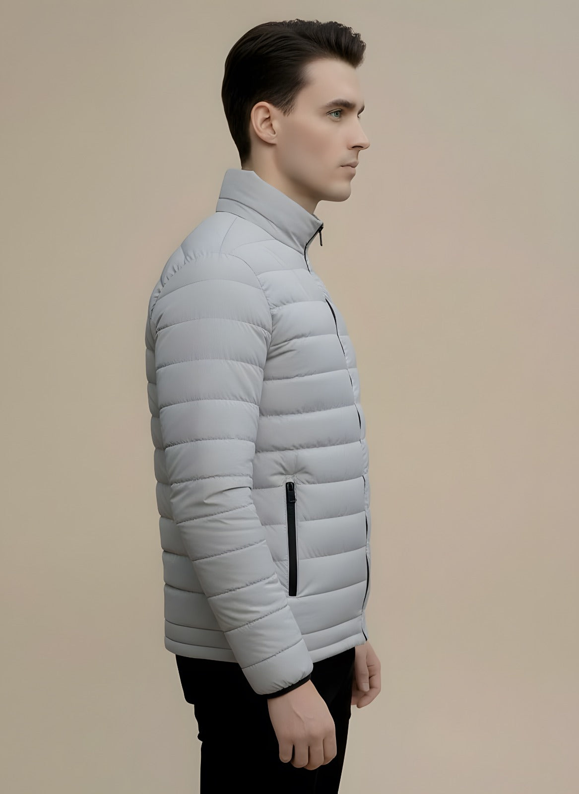 Full Sleeves Puffer Jacket Grey