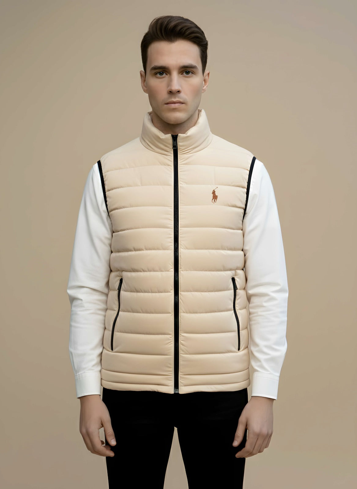 Sleeveless Puffer Jacket Beige