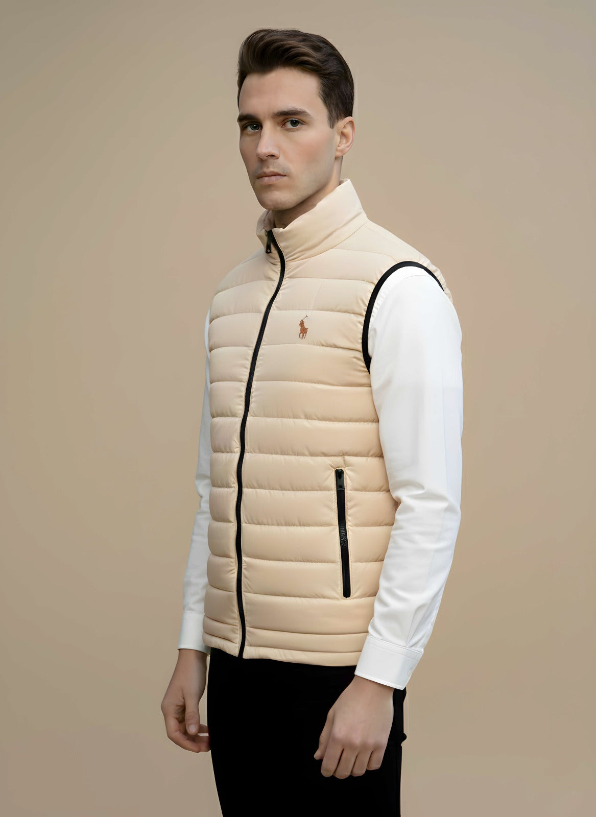 Sleeveless Puffer Jacket Beige